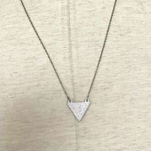 Silver tone triangle pendant necklace